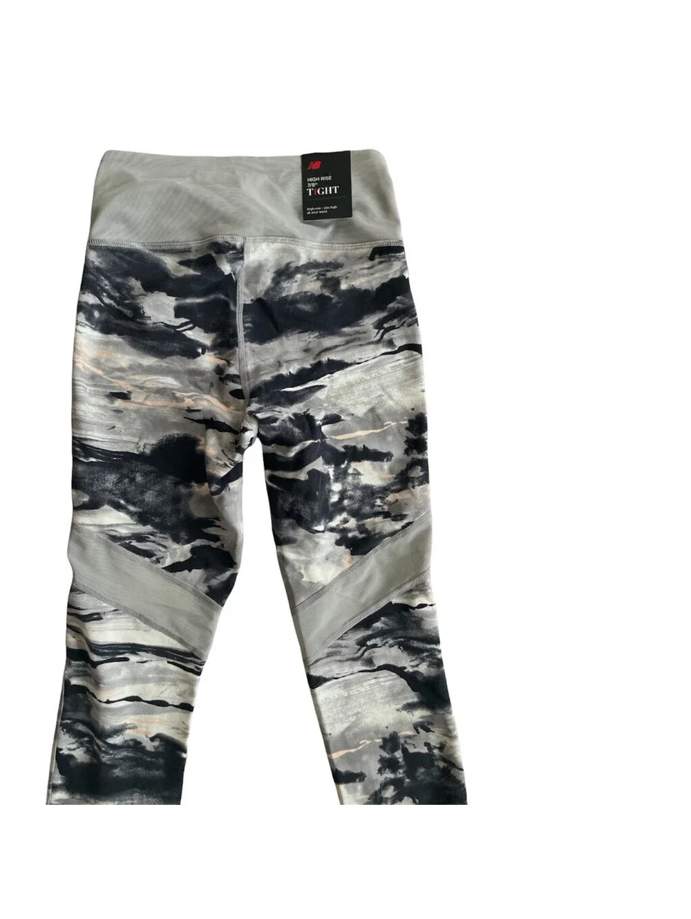 New Balance Womens Evolve 7/8 Leggings Black Camouflage High Rise Stretch XS New